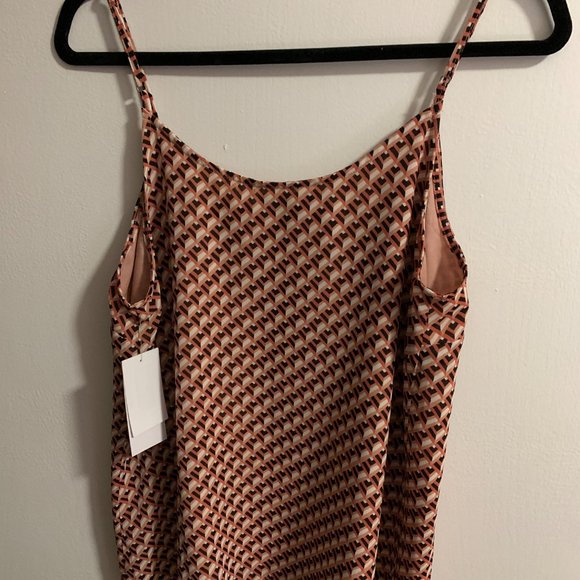 NWT Nordstrom Rack Chiffon Camisole in Pink Dawn-Red Bias Diamond, Size Medium - Picture 3 of 5